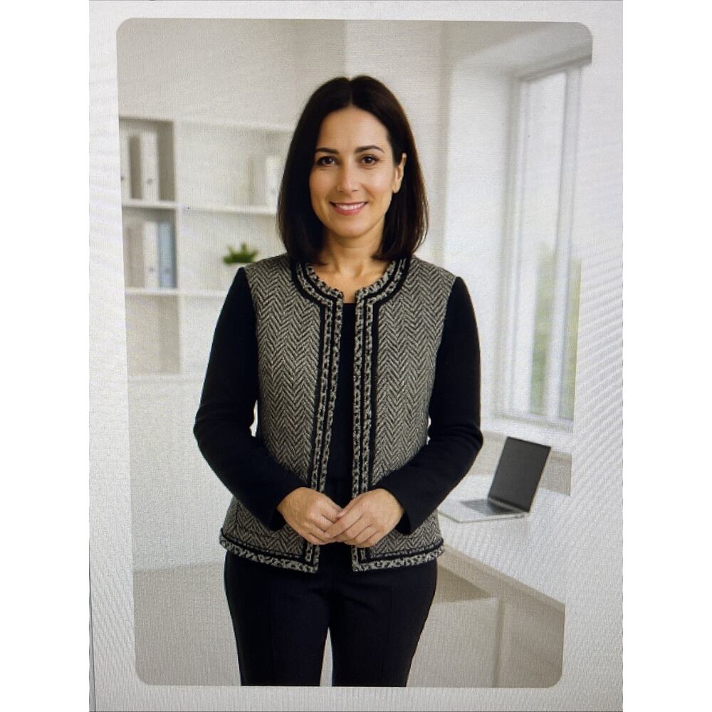 Women's Black and Gray Tweed Jacket
